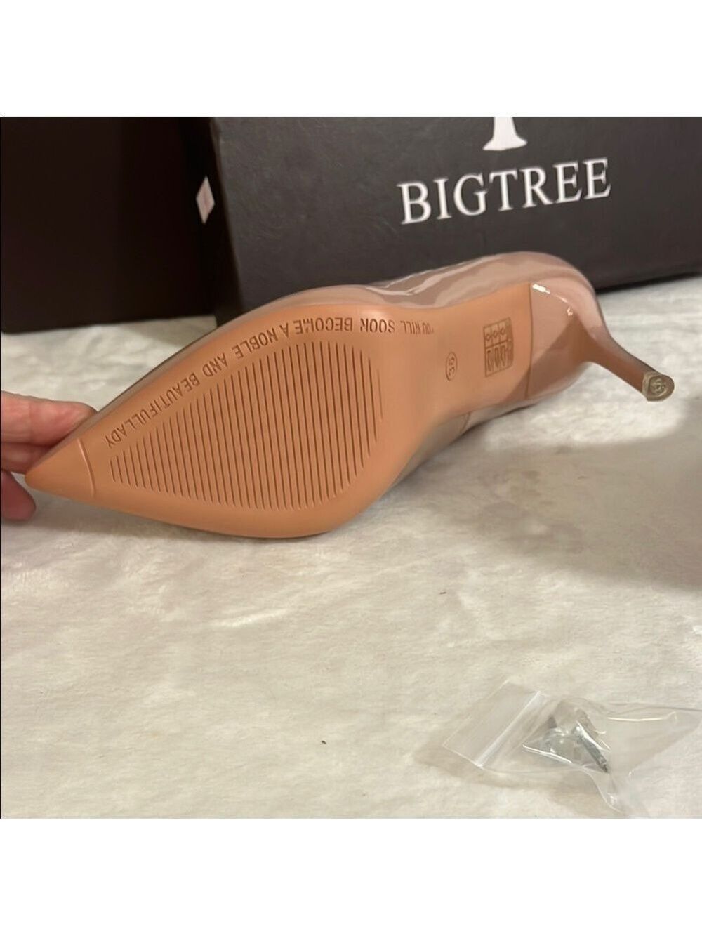NWOT Blush Stiletto Heels with Glossy Finish and Pointed Toe - Picture 5 of 8